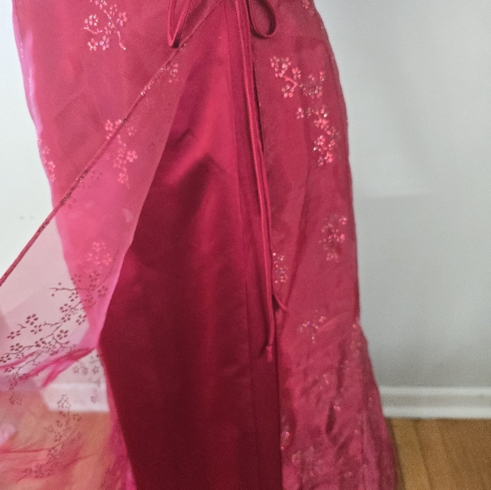 Zum Zum Prom Dress Maxi Gown 11/12 Red 90s Y2K Whimsigoth Vampy Dark Romantic - Picture 4 of 15